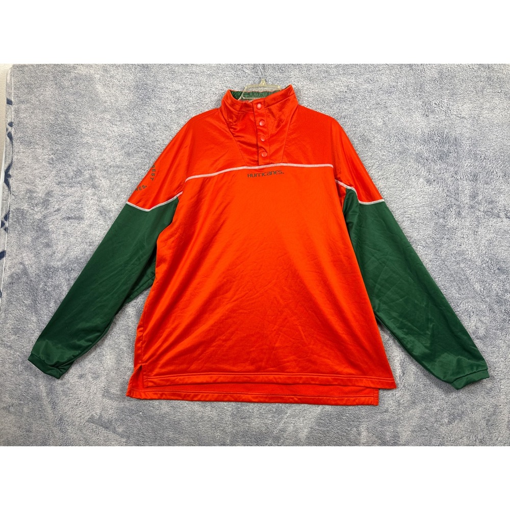 Adidas Mens XL Orange Miami Hurricanes Quarter Snap Pullover Jacket